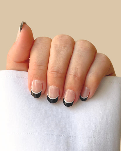 BLACK FRENCH MANI GEL NAIL STRIPS