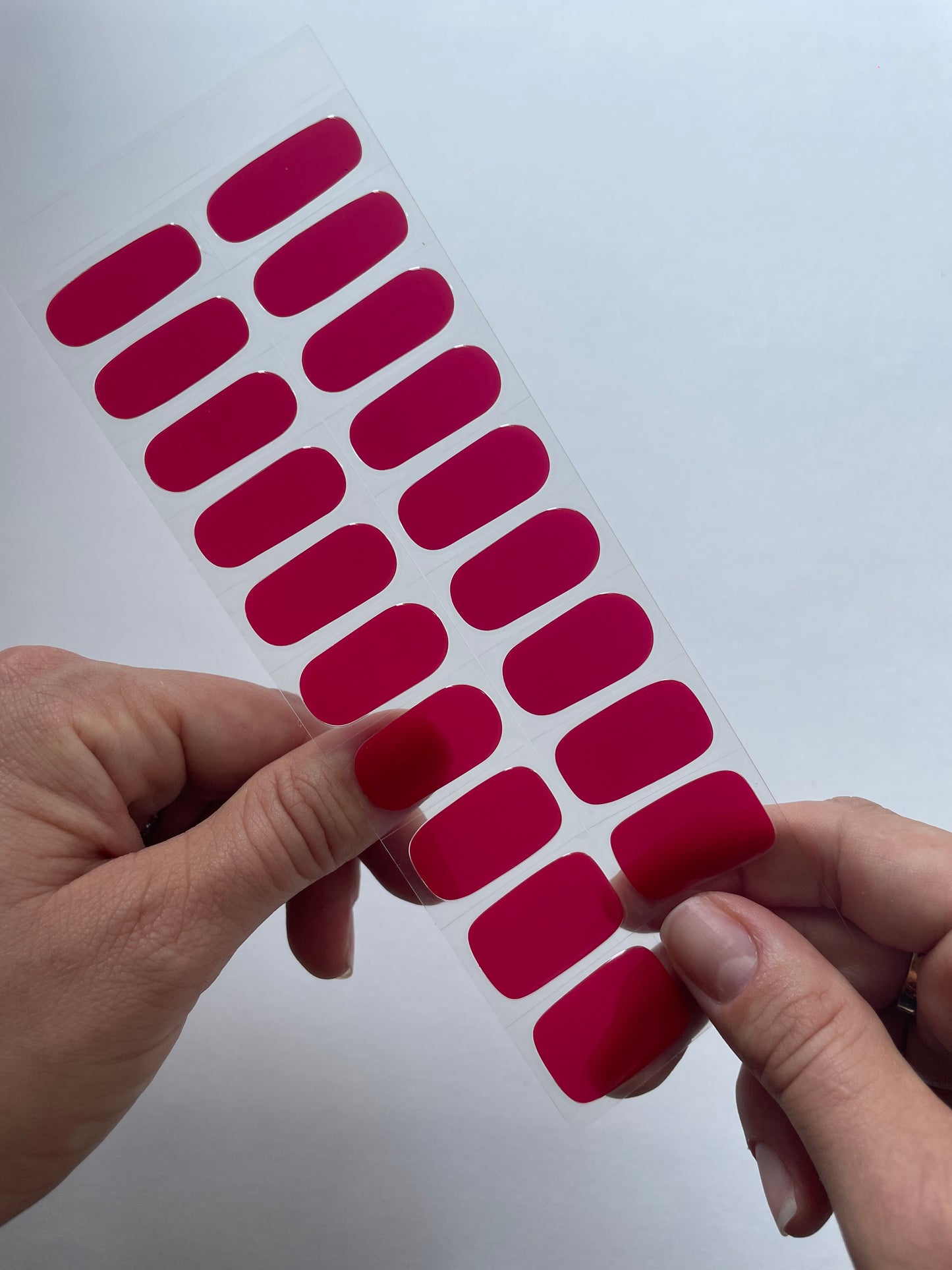 Simple red nail strip art example-LEHMANI