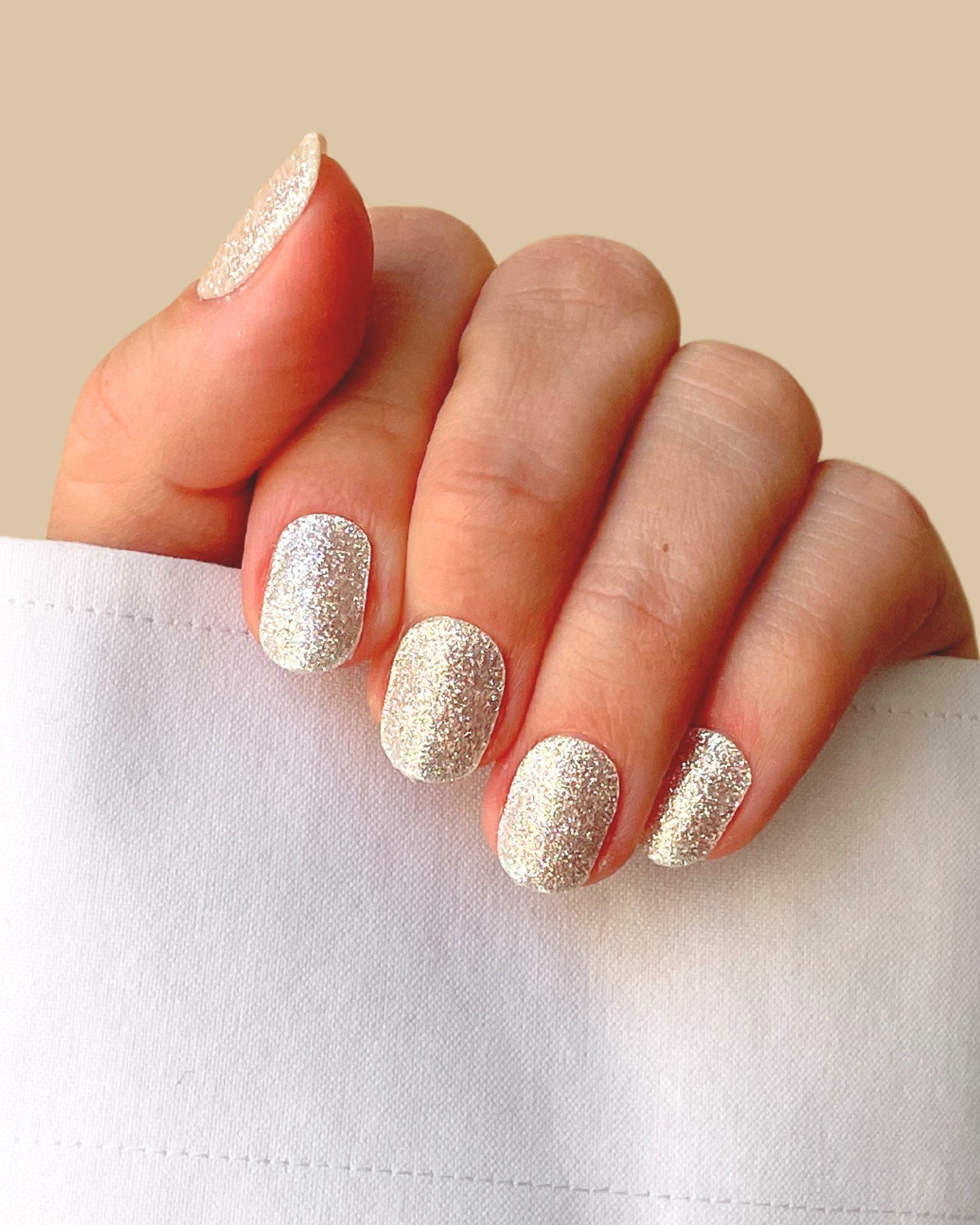 SILVER GLITTER GEL NAIL STRIPS