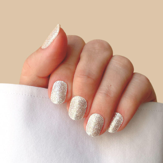 SILVER GLITTER GEL NAIL STRIPS - Lehmani